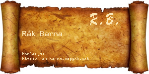 Rák Barna névjegykártya